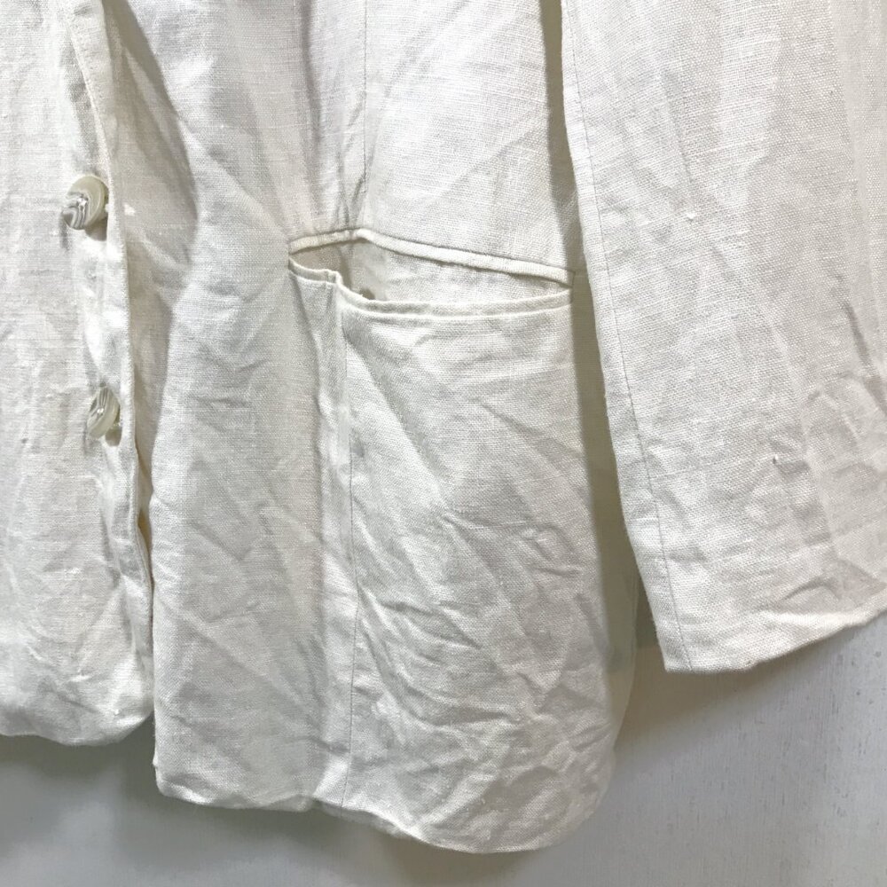 Vintage Linen Blazer with Pockets Ivory Sz 10 - Picture 7 of 13